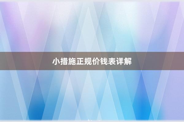 小措施正规价钱表详解